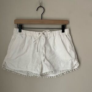 J. Crew 3” Pom-Pom Linen Cotton Blend Shorts in White Size Small